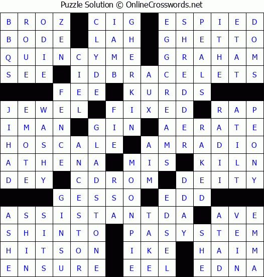 Solution for Crossword Puzzle #4848