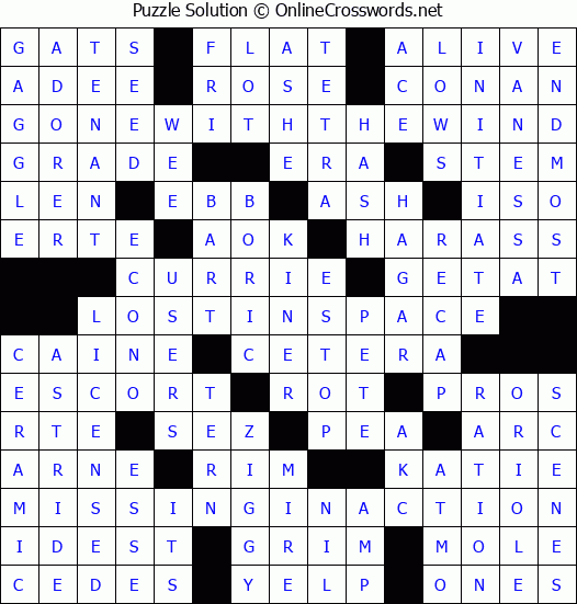 Solution for Crossword Puzzle #4849