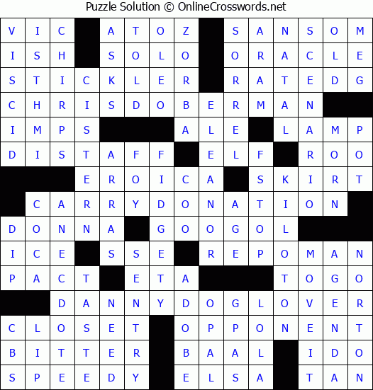 Solution for Crossword Puzzle #4852