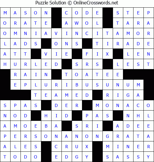 Solution for Crossword Puzzle #4853