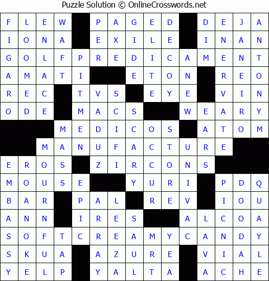 Solution for Crossword Puzzle #4854