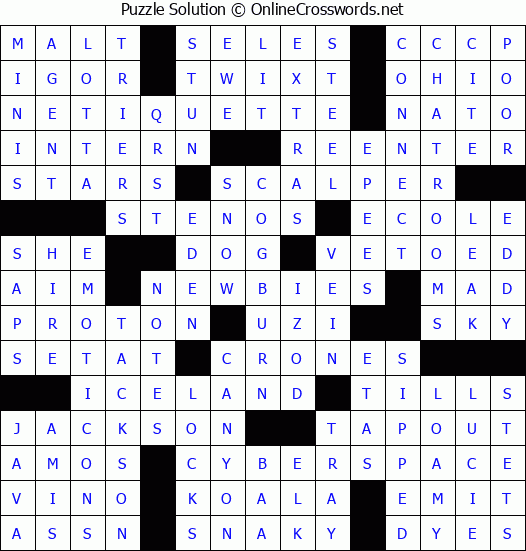 Solution for Crossword Puzzle #4855
