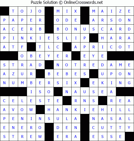 Solution for Crossword Puzzle #4856