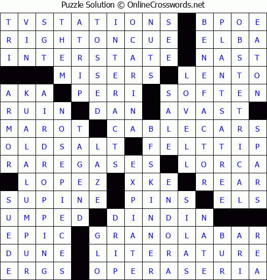 Solution for Crossword Puzzle #4857