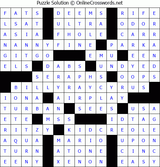 Solution for Crossword Puzzle #4861