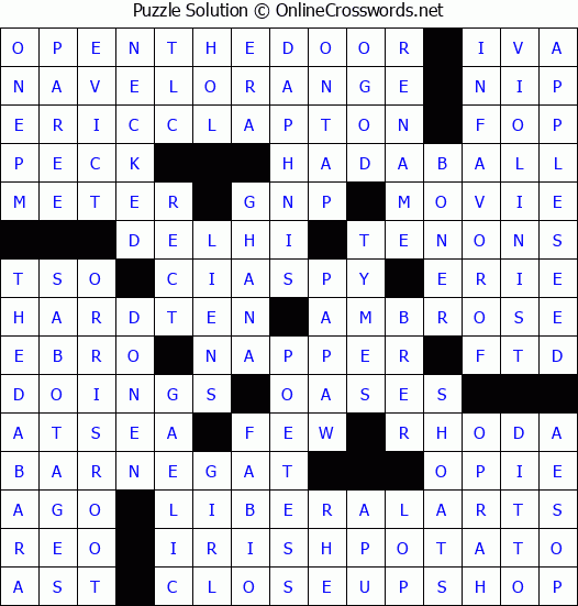 Solution for Crossword Puzzle #4864