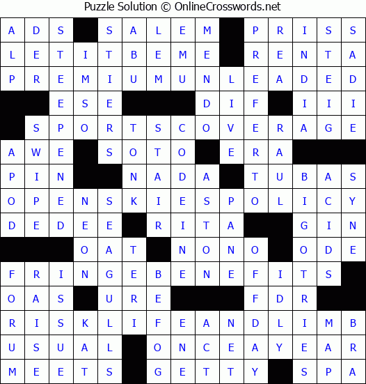 Solution for Crossword Puzzle #4865