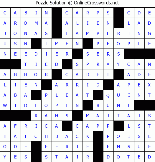 Solution for Crossword Puzzle #4867