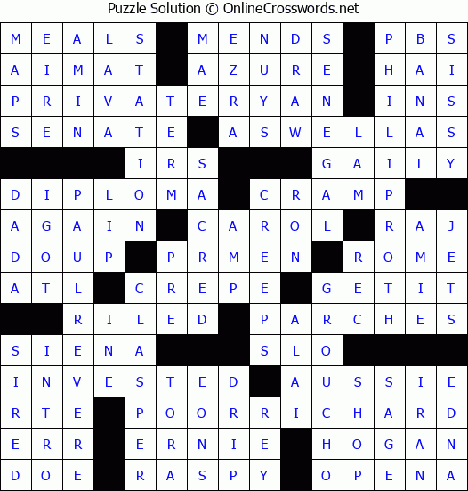 Solution for Crossword Puzzle #4875