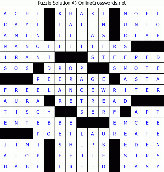 Solution for Crossword Puzzle #4876