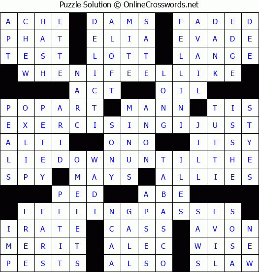 Solution for Crossword Puzzle #4877