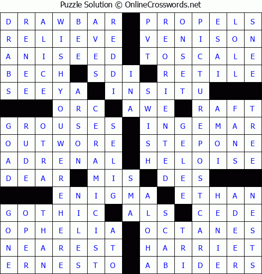 Solution for Crossword Puzzle #4878