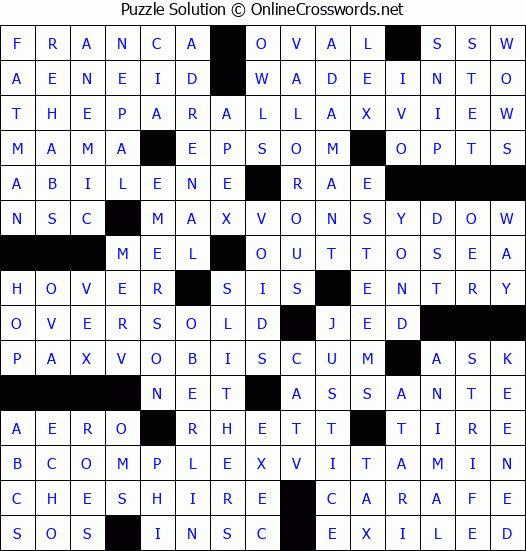 Solution for Crossword Puzzle #4880