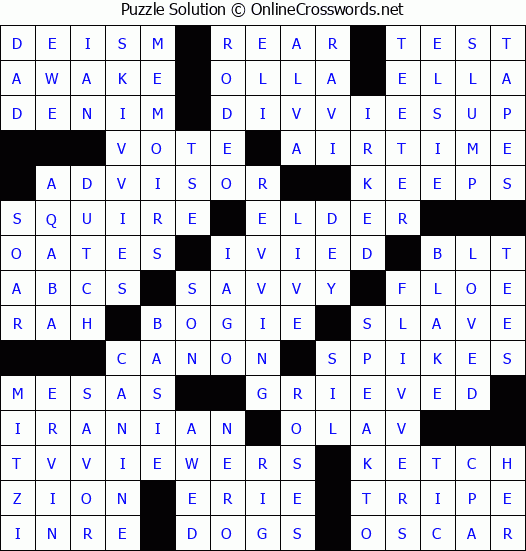 Solution for Crossword Puzzle #4882