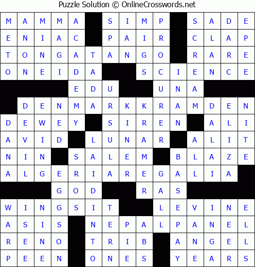 Solution for Crossword Puzzle #4883