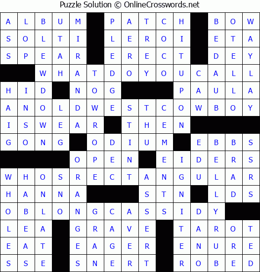 Solution for Crossword Puzzle #4884