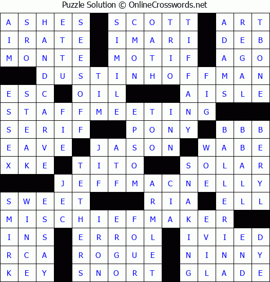 Solution for Crossword Puzzle #4887