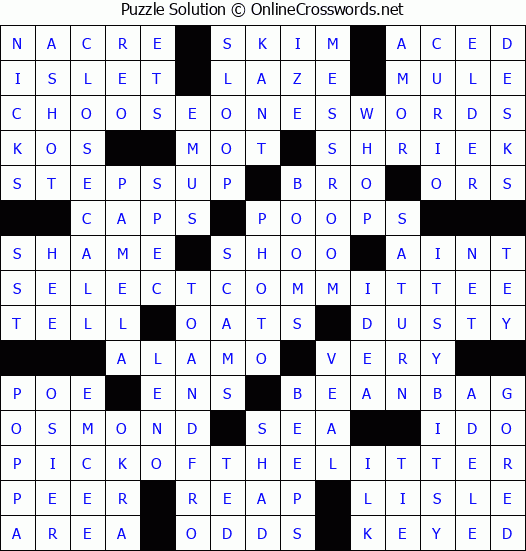 Solution for Crossword Puzzle #4889