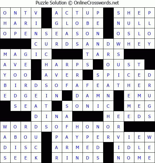 Solution for Crossword Puzzle #4891