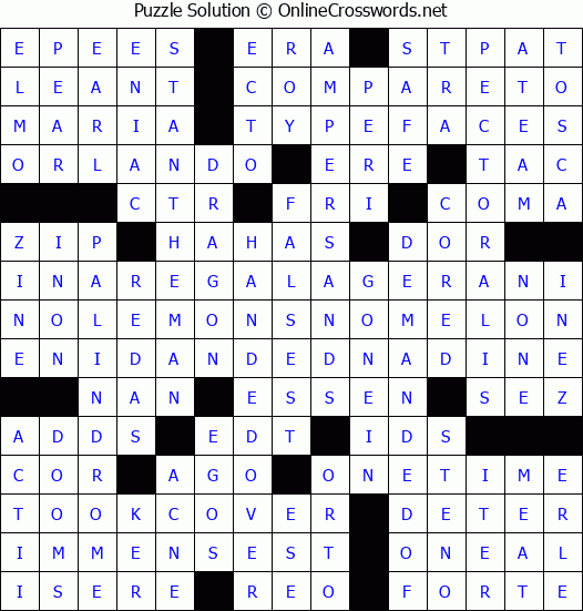 Solution for Crossword Puzzle #4892