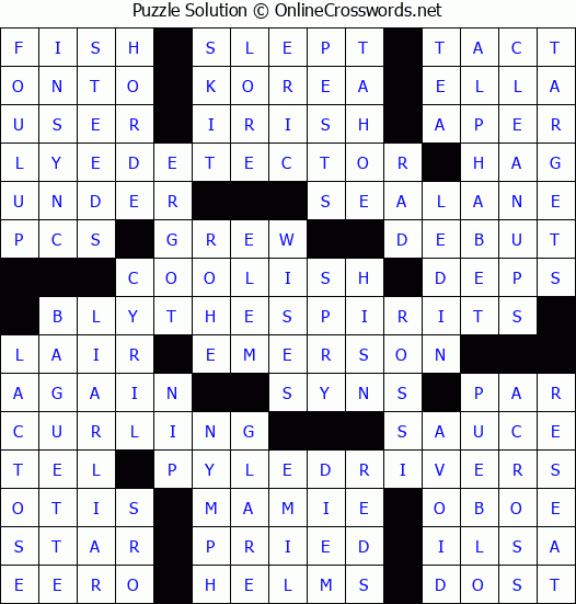 Solution for Crossword Puzzle #4894