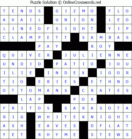 Solution for Crossword Puzzle #4897
