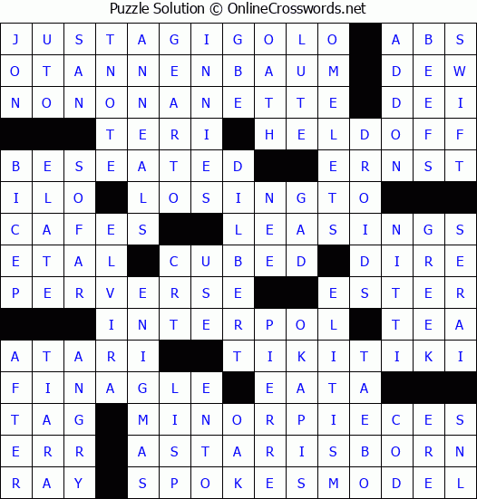 Solution for Crossword Puzzle #4899