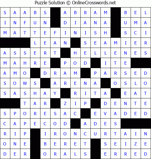 Solution for Crossword Puzzle #4900