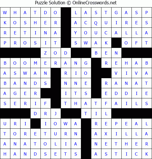 Solution for Crossword Puzzle #4904