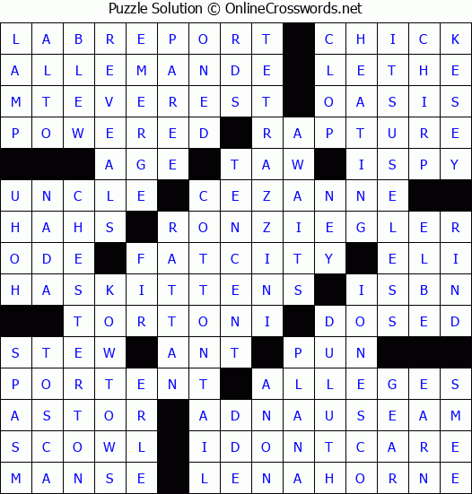 Solution for Crossword Puzzle #4906