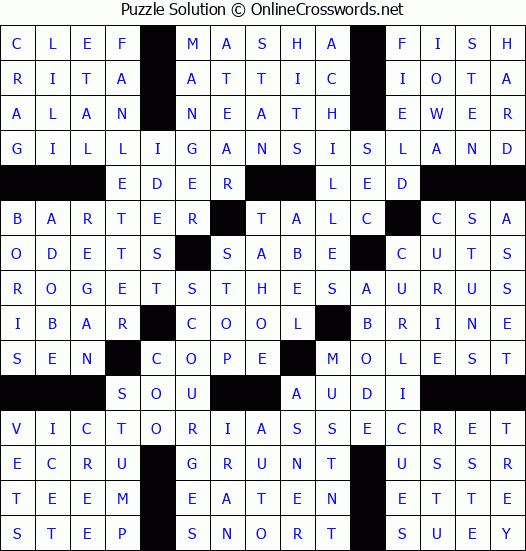 Solution for Crossword Puzzle #4912