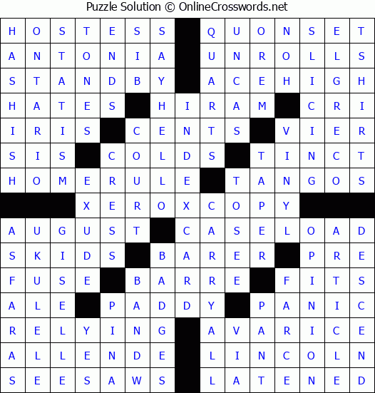 Solution for Crossword Puzzle #4913