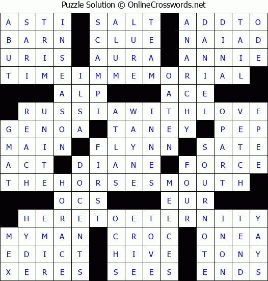 Solution for Crossword Puzzle #4915