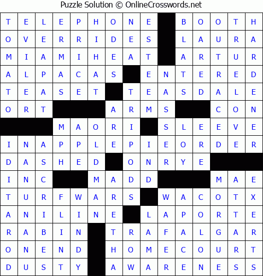 Solution for Crossword Puzzle #4920