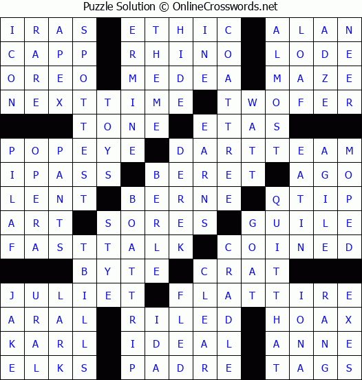 Solution for Crossword Puzzle #4922