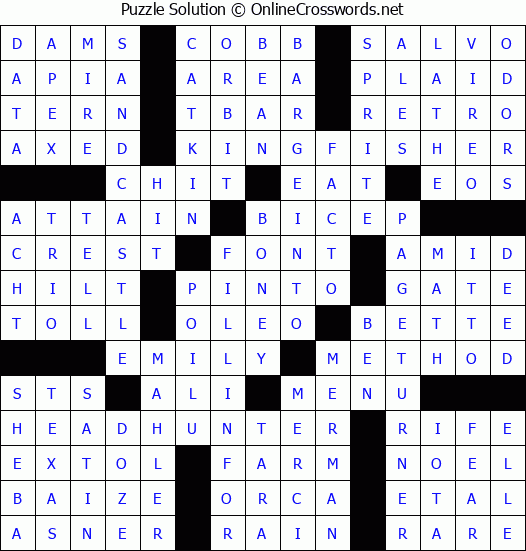 Solution for Crossword Puzzle #4933