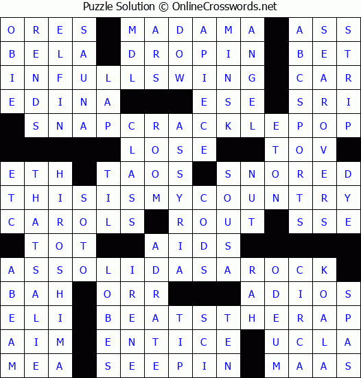 Solution for Crossword Puzzle #4942