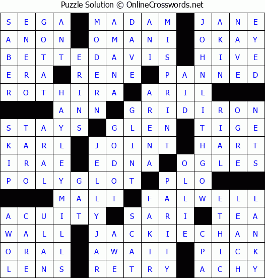 Solution for Crossword Puzzle #4947