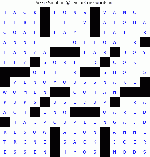 Solution for Crossword Puzzle #4949