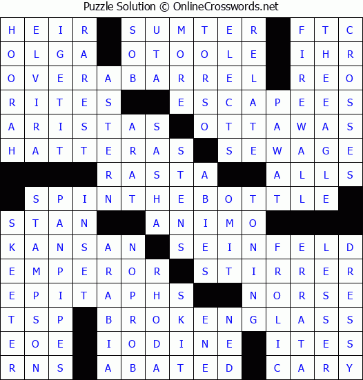 Solution for Crossword Puzzle #4951