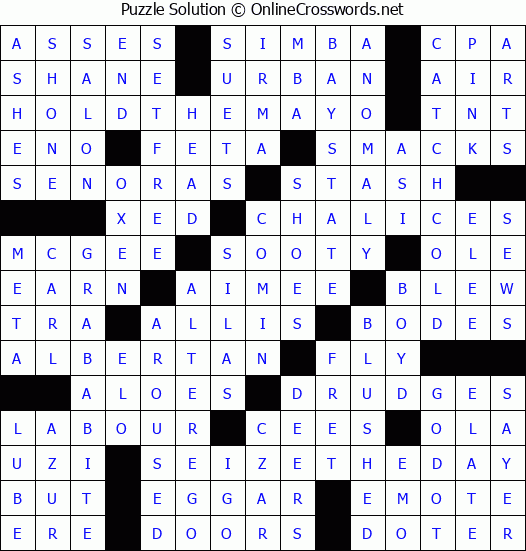 Solution for Crossword Puzzle #4952