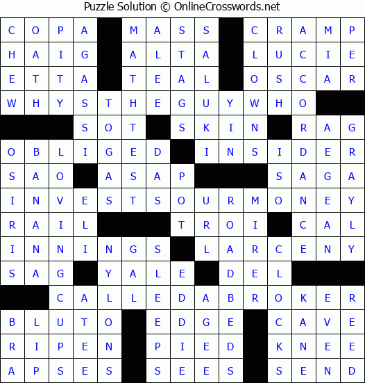 Solution for Crossword Puzzle #4954