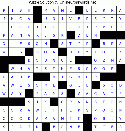 Solution for Crossword Puzzle #4957