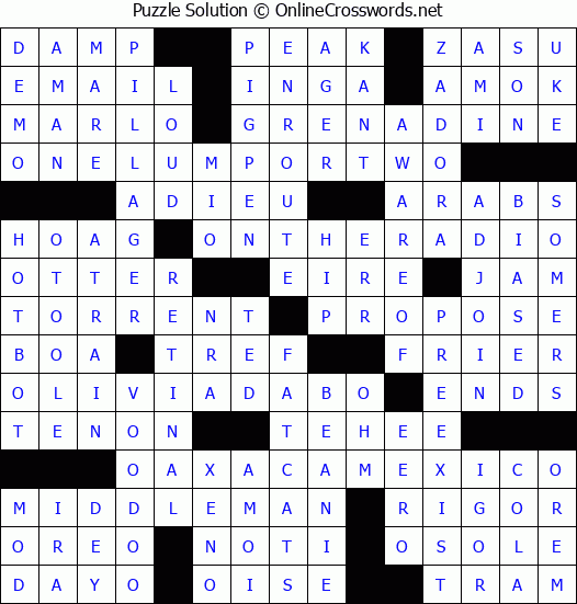 Solution for Crossword Puzzle #4958
