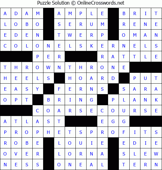 Solution for Crossword Puzzle #4961