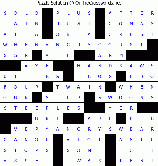 Solution for Crossword Puzzle #4967