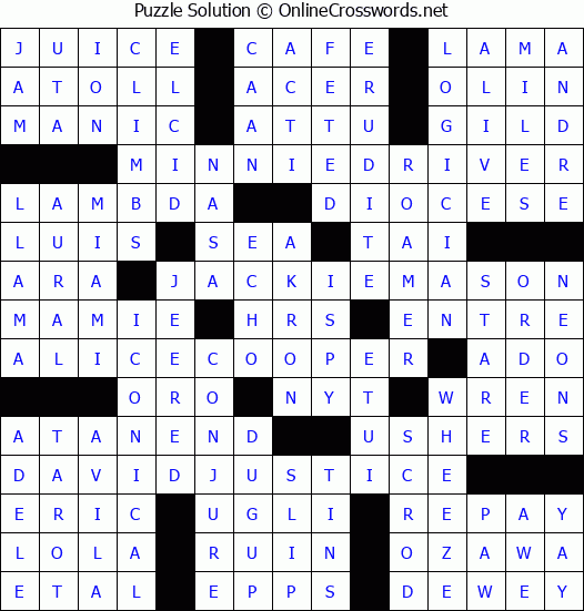 Solution for Crossword Puzzle #4968