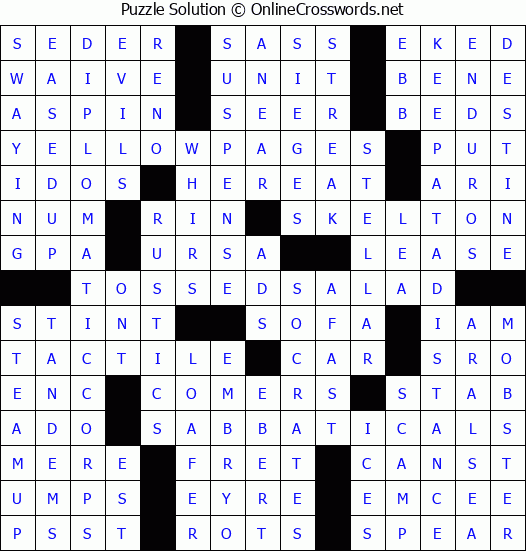 Solution for Crossword Puzzle #4983