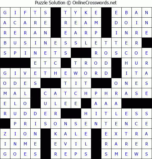 Solution for Crossword Puzzle #4986