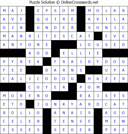 Solution for Crossword Puzzle #4987